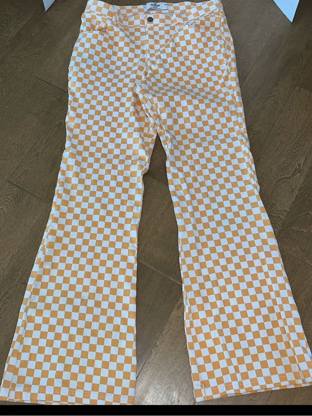 Hollister “Game Day” Orange & White Checker Pattern Pants Size Large